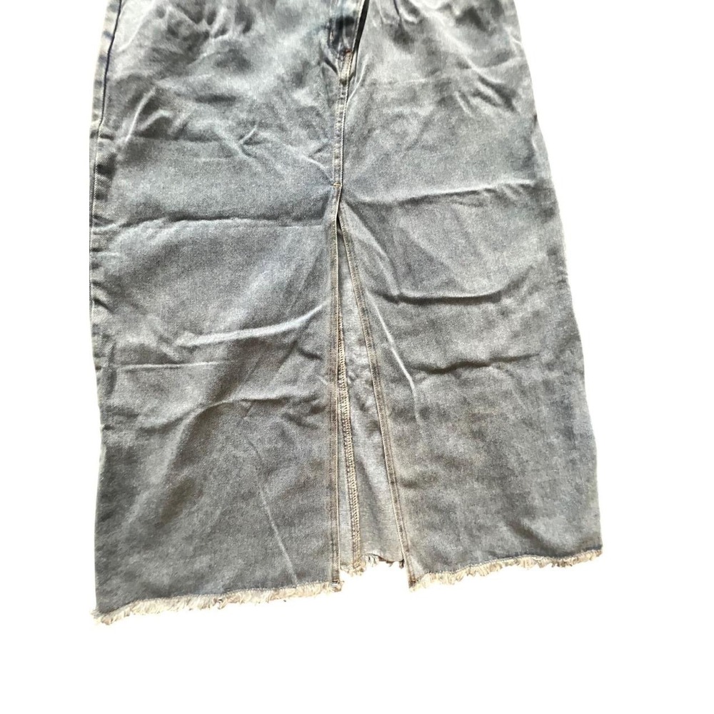 Commense Denim‎ Maxi Skirt Frayed Hem High Waist Slit Front Light Wash XS - Picture 4 of 10